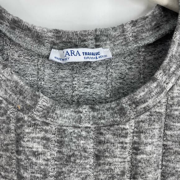 Zara Knit Crop Top Short Sleeves Gray Size Large - Picture 3 of 6